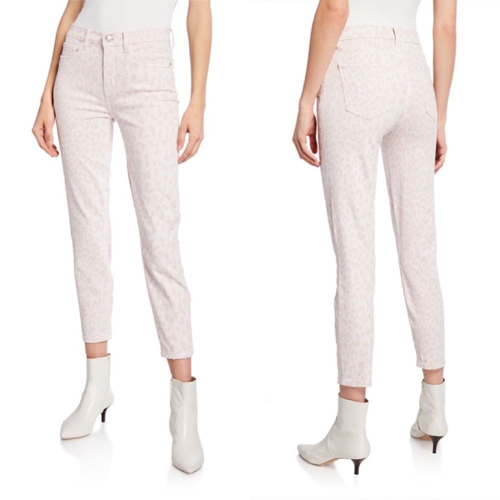 Current/Elliot High Waist Stiletto Dusty Peach Leopard Print Jeans